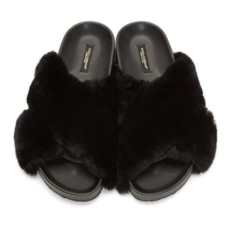 dolce gabbana fur slides